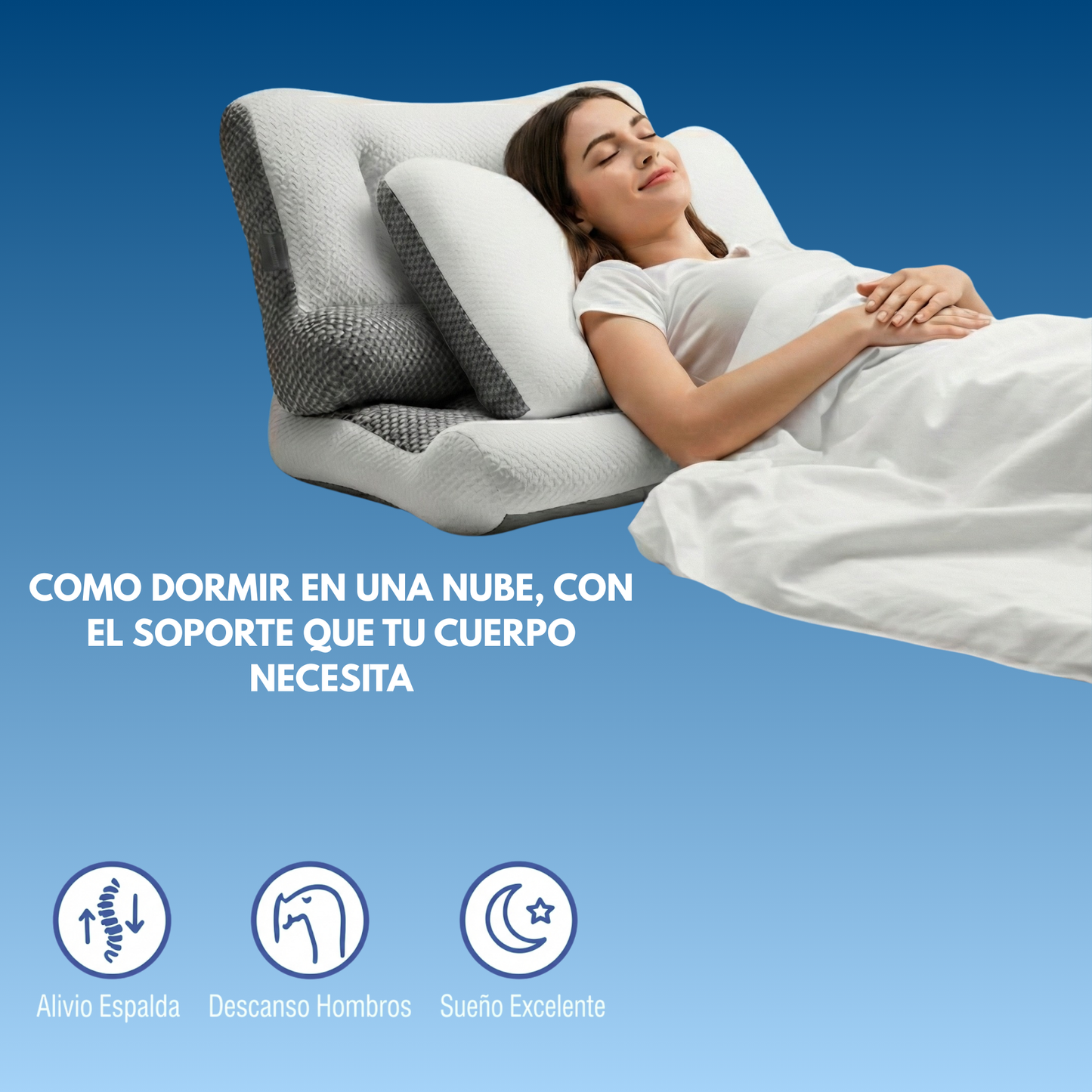 Almohada Evo-Cloud: Elimina el Dolor de Cuello y Espalda desde la Primera Noche